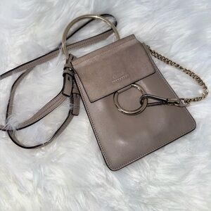 Chloé Faye Bracelet Taupe Leather Crossbody w/ COA